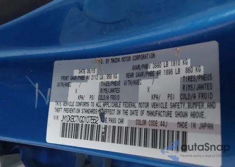 2016 Mazda Cx-3 Touring из США, поврежденный, VIN JM1DKBC7XG0107552